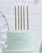 Tall Cake Candles Silver - A Little Whimsy