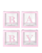 Transparent 'BABY' Pink Balloon Boxes (4 Pack) - A Little Whimsy